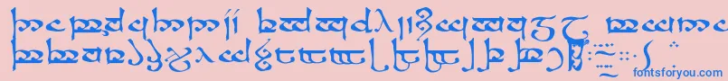 RSMOROMA-Schriftart – Blaue Schriften auf rosa Hintergrund