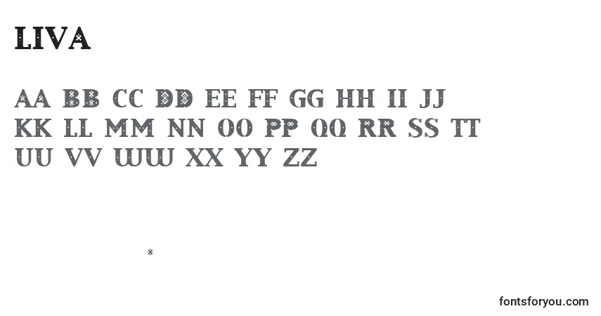 A fonte Liva – alfabeto, números, caracteres especiais