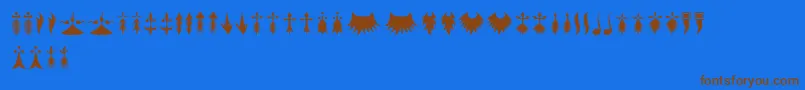 RTA Ermine-Schriftart – Braune Schriften auf blauem Hintergrund