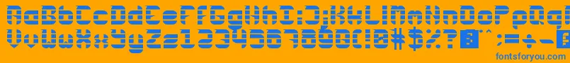 Rubber Down Font – Blue Fonts on Orange Background