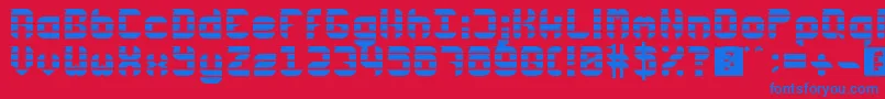Rubber Down Font – Blue Fonts on Red Background