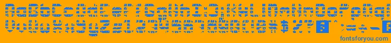 Rubber Wear Font – Blue Fonts on Orange Background