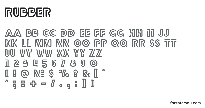 A fonte Rubber (139273) – alfabeto, números, caracteres especiais