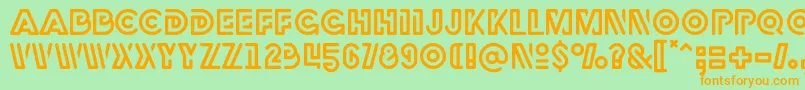 フォントRubber – オレンジの文字が緑の背景にあります。
