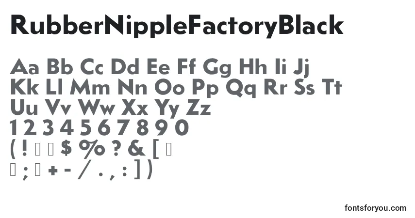 RubberNippleFactoryBlack-fontti – aakkoset, numerot, erikoismerkit