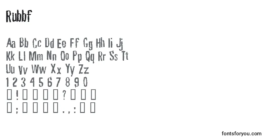 A fonte Rubbf    (139276) – alfabeto, números, caracteres especiais