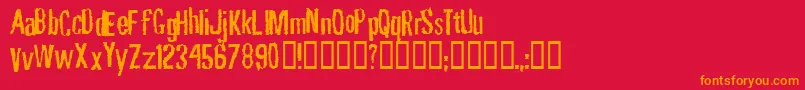 Rubbf   -Schriftart – Orangefarbene Schriften auf rotem Hintergrund