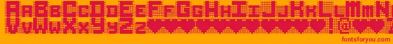 RUBIKS CUBE Font – Red Fonts on Orange Background