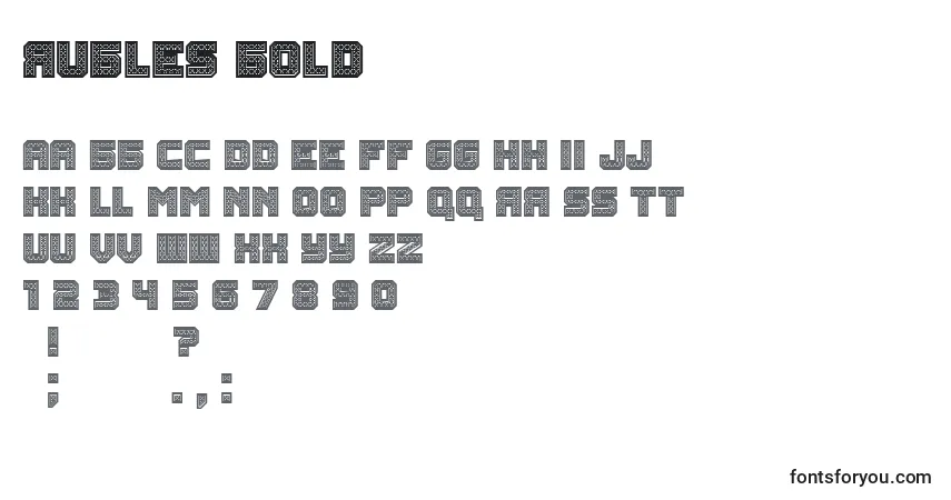 Czcionka Rubles Bold – alfabet, cyfry, specjalne znaki