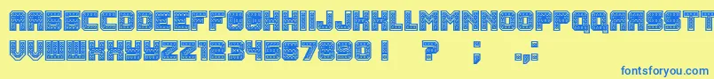 フォントRubles Bold – 青い文字が黄色の背景にあります。