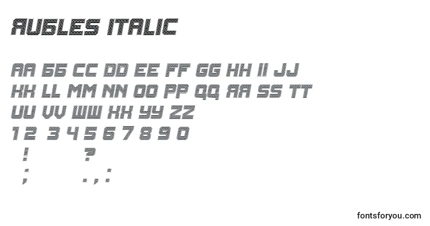 Schriftart Rubles Italic – Alphabet, Zahlen, spezielle Symbole