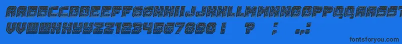 Fonte Rubles3D Italic – fontes pretas em um fundo azul