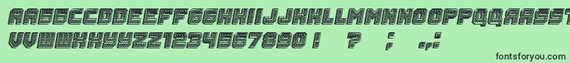 Rubles3D Italic-Schriftart – Schwarze Schriften auf grünem Hintergrund