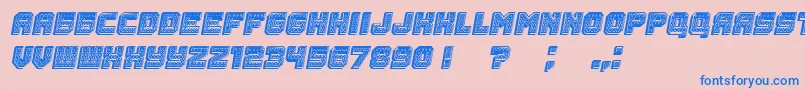 フォントRubles3D Italic – ピンクの背景に青い文字