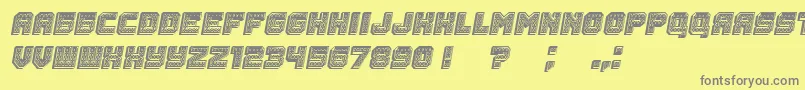 Fonte Rubles3D Italic – fontes cinzas em um fundo amarelo