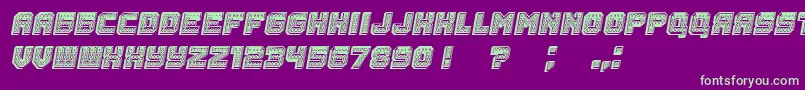 Rubles3D Italic-Schriftart – Grüne Schriften auf violettem Hintergrund