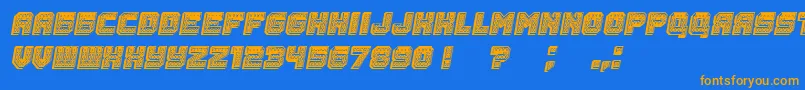 Rubles3D Italic Font – Orange Fonts on Blue Background