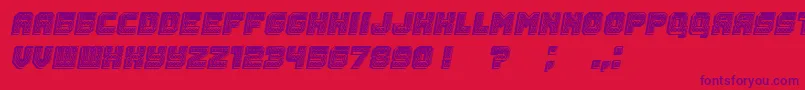 Fonte Rubles3D Italic – fontes roxas em um fundo vermelho