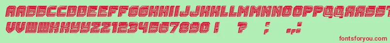 Czcionka Rubles3D Italic – czerwone czcionki na zielonym tle