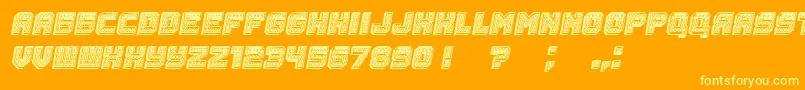 Rubles3D Italic-Schriftart – Gelbe Schriften auf orangefarbenem Hintergrund