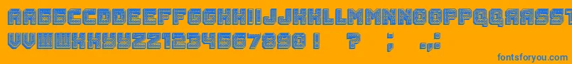 Rubles3D-Schriftart – Blaue Schriften auf orangefarbenem Hintergrund