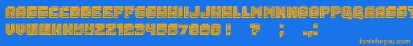 Rubles3D-Schriftart – Orangefarbene Schriften auf blauem Hintergrund