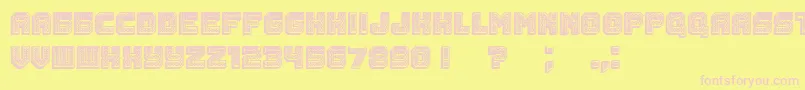 Rubles3D-Schriftart – Rosa Schriften auf gelbem Hintergrund