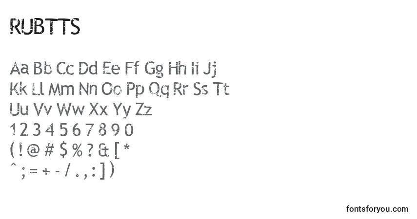 Czcionka RUBTTS   (139287) – alfabet, cyfry, specjalne znaki