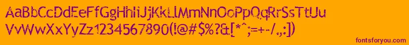 RUBTTS  -Schriftart – Violette Schriften auf orangefarbenem Hintergrund