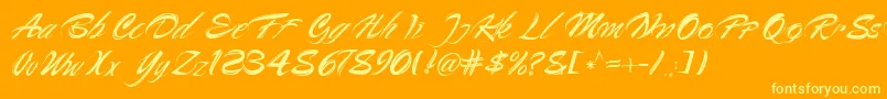 Ruckshack-Schriftart – Gelbe Schriften auf orangefarbenem Hintergrund