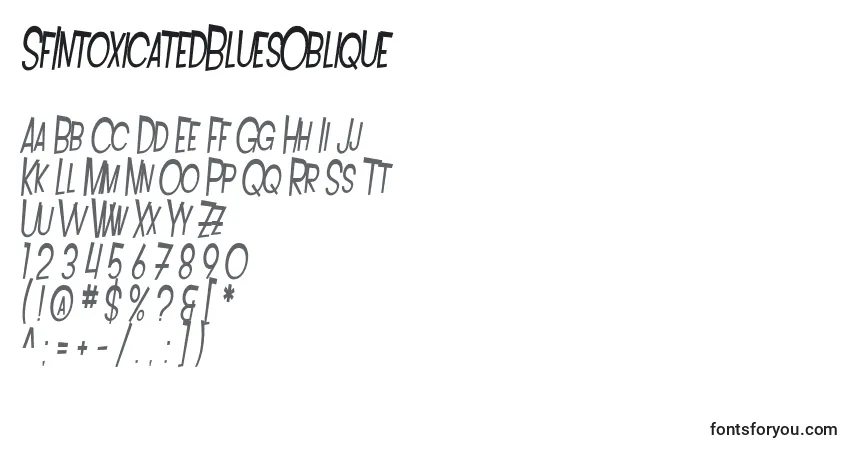 SfIntoxicatedBluesOblique-fontti – aakkoset, numerot, erikoismerkit