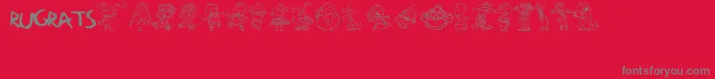 RugBats-fontti – harmaat kirjasimet punaisella taustalla