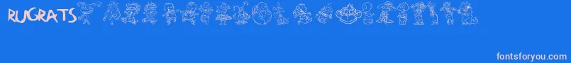 RugBats-Schriftart – Rosa Schriften auf blauem Hintergrund
