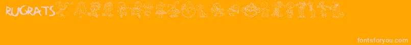 Weitere Informationen zur RugBats-Schriftart RugBats-Schriftart – Rosa Schriften auf orangefarbenem Hintergrund