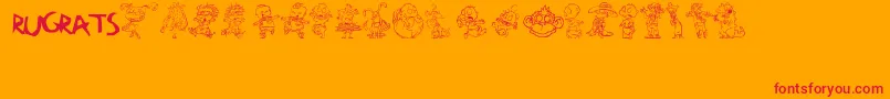 RugBats Font – Red Fonts on Orange Background