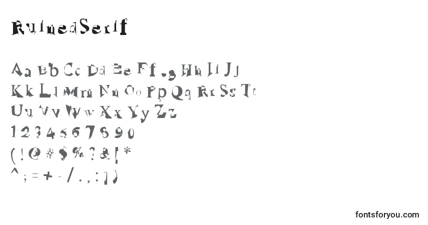 Czcionka RuinedSerif – alfabet, cyfry, specjalne znaki