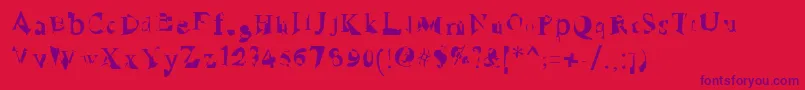 Czcionka RuinedSerif – fioletowe czcionki na czerwonym tle