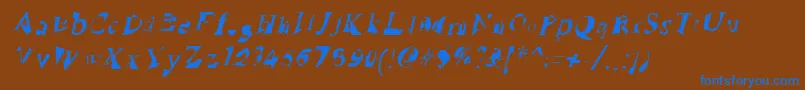 RuinedSerifIta-Schriftart – Blaue Schriften auf braunem Hintergrund