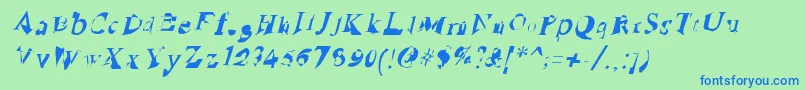 RuinedSerifIta-Schriftart – Blaue Schriften auf grünem Hintergrund