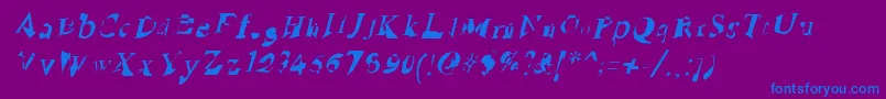 RuinedSerifIta-Schriftart – Blaue Schriften auf violettem Hintergrund