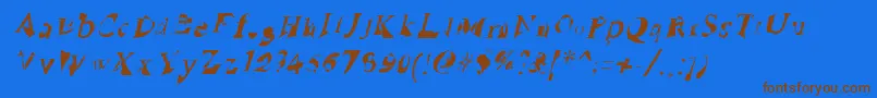 RuinedSerifIta-Schriftart – Braune Schriften auf blauem Hintergrund