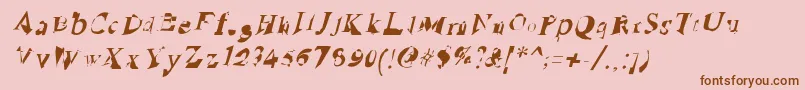フォントRuinedSerifIta – ピンクの背景に茶色のフォント