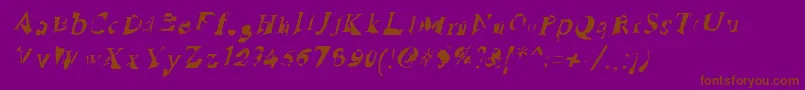 RuinedSerifIta-Schriftart – Braune Schriften auf violettem Hintergrund