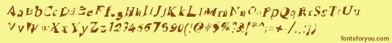 RuinedSerifIta-Schriftart – Braune Schriften auf gelbem Hintergrund