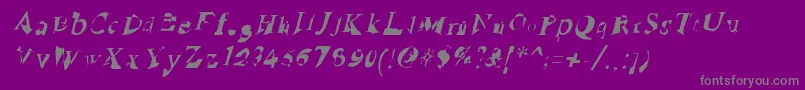RuinedSerifIta-Schriftart – Graue Schriften auf violettem Hintergrund
