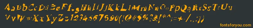 RuinedSerifIta-Schriftart – Orangefarbene Schriften auf schwarzem Hintergrund