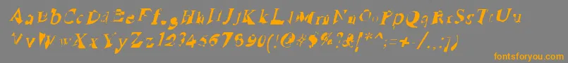 RuinedSerifIta-Schriftart – Orangefarbene Schriften auf grauem Hintergrund