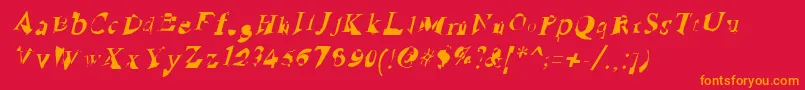 フォントRuinedSerifIta – 赤い背景にオレンジの文字