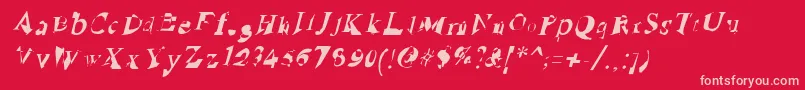 RuinedSerifIta-Schriftart – Rosa Schriften auf rotem Hintergrund