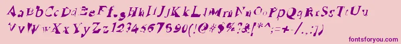 RuinedSerifIta-Schriftart – Violette Schriften auf rosa Hintergrund